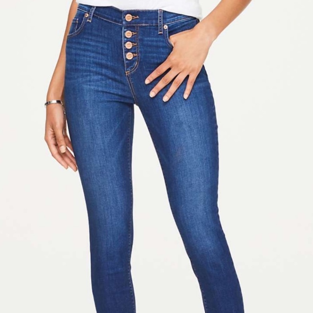 Ann Taylor LOFT Button Fly Boyfriend Skinny Jeans